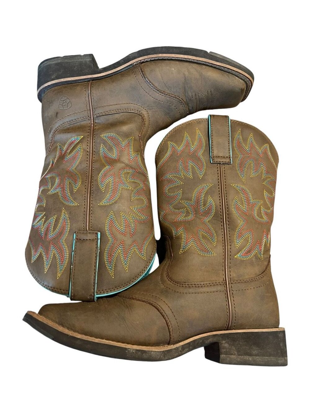 Ariat Delilah Women's 7.5B Square Toe Brown Leather Cowboy Boots 10018676